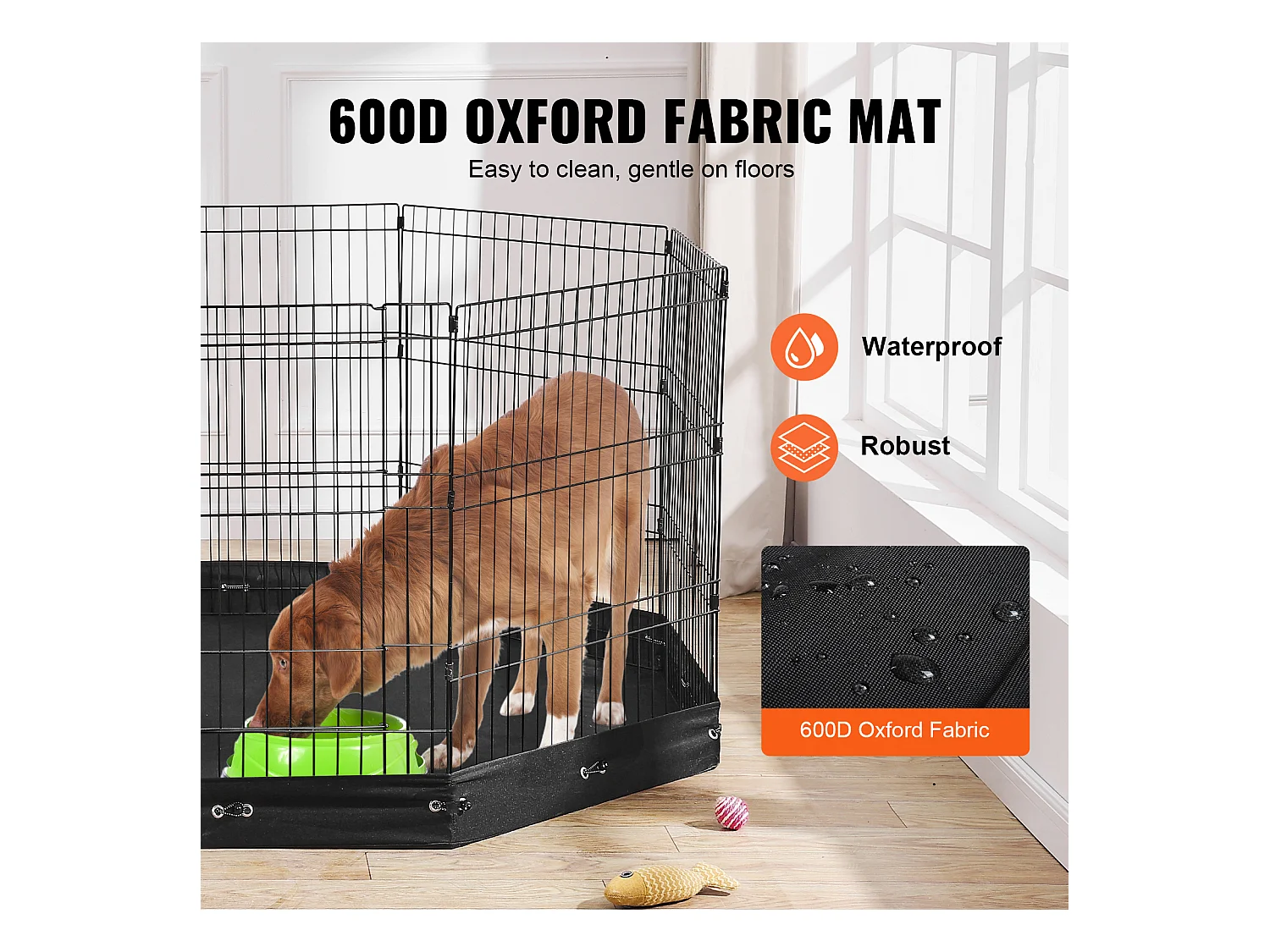 Hundepark SucceBuy Hundelaufstall mit 8 Elementen, Faltbar, Metall, mit Bodenpolster, 76.20 cm Hoch