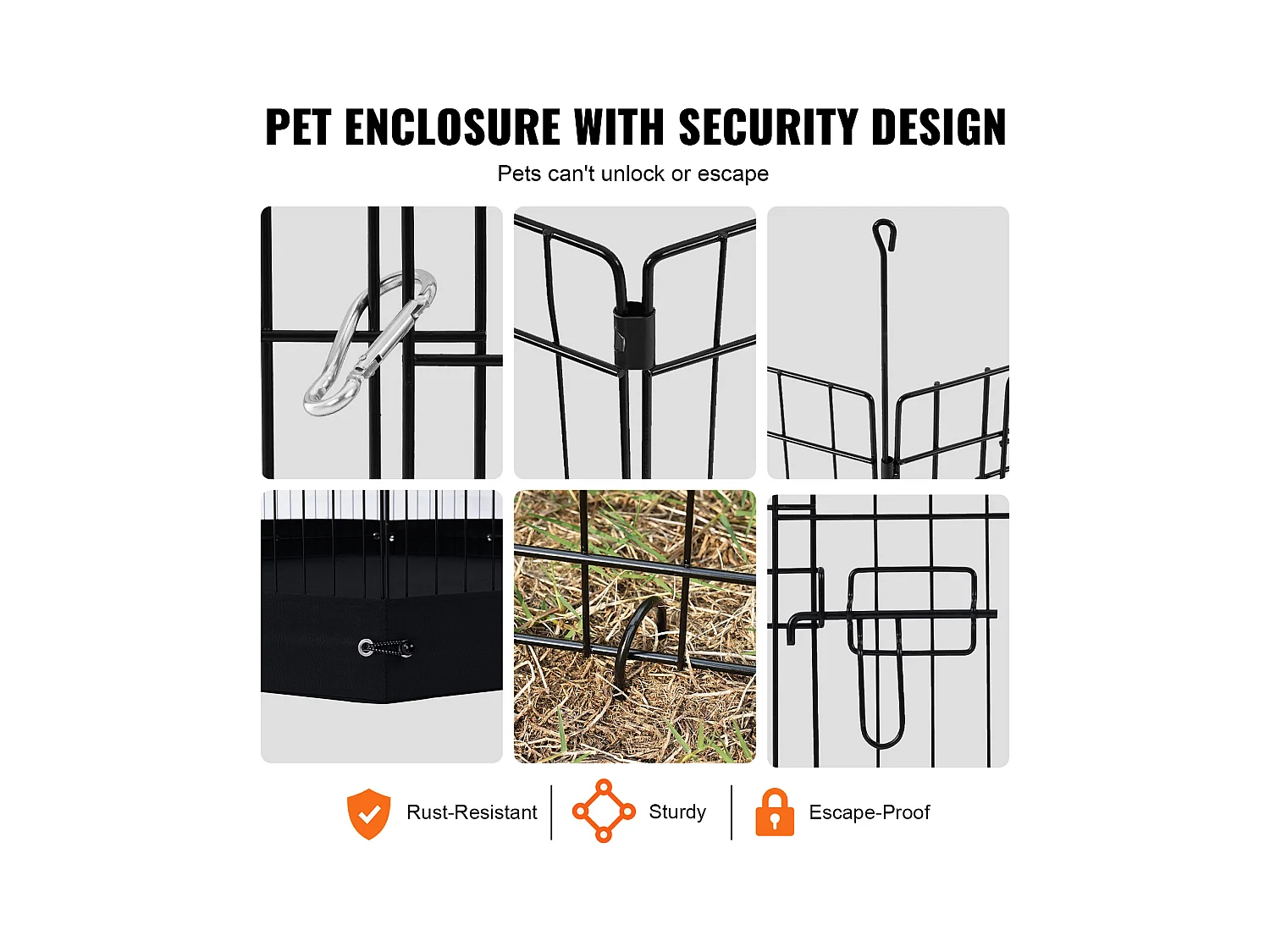 Hundepark SucceBuy Hundelaufstall mit 8 Elementen, Faltbar, Metall, mit Bodenpolster, 76.20 cm Hoch