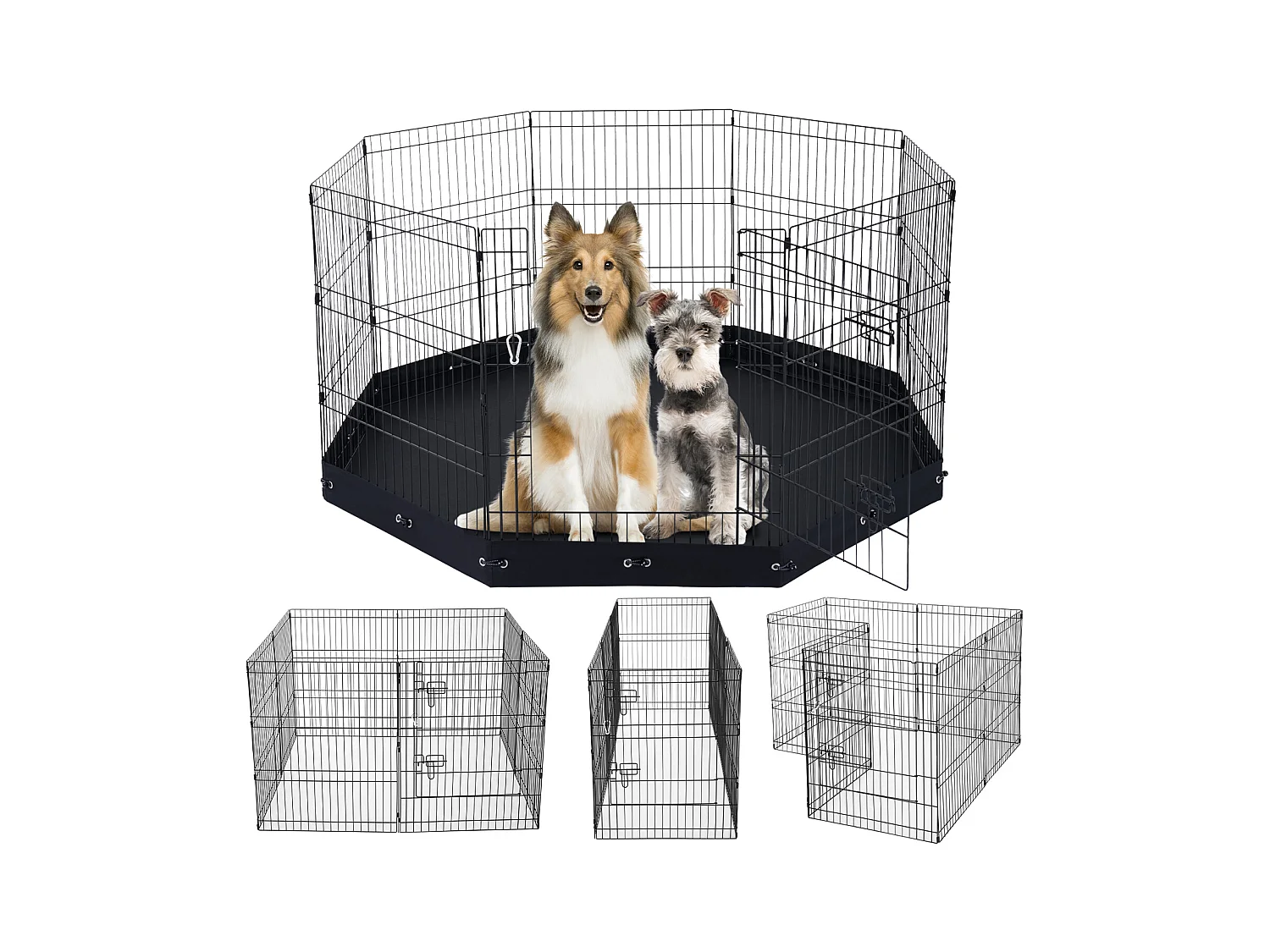 Hundepark SucceBuy Hundelaufstall mit 8 Elementen, Faltbar, Metall, mit Bodenpolster, 76.20 cm Hoch