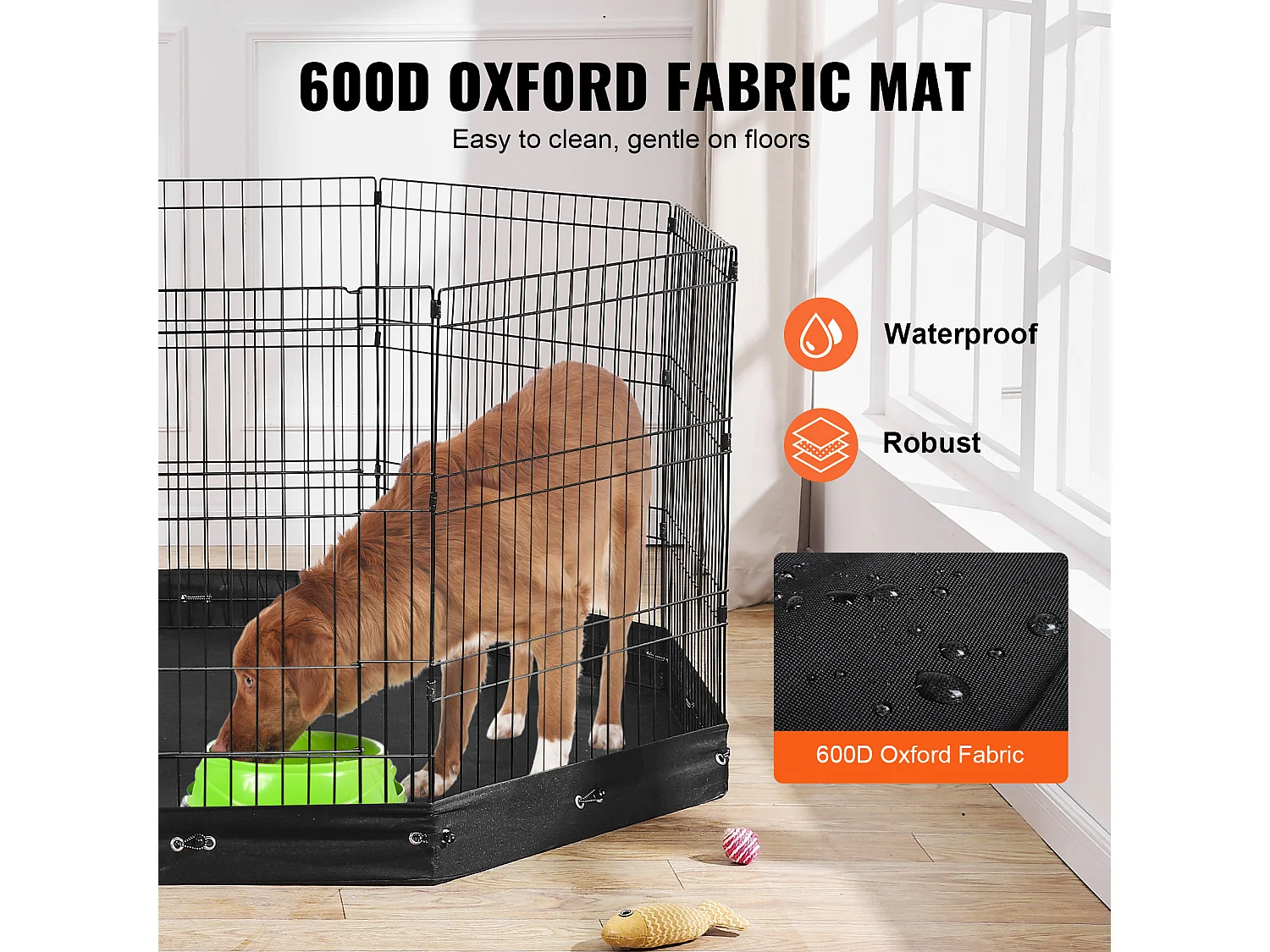 Parc pour Chien SucceBuy Parc pour Chien 8 Panneaux en Métal Pliable avec Coussinet Inférieur, 76.20 cm de Haut