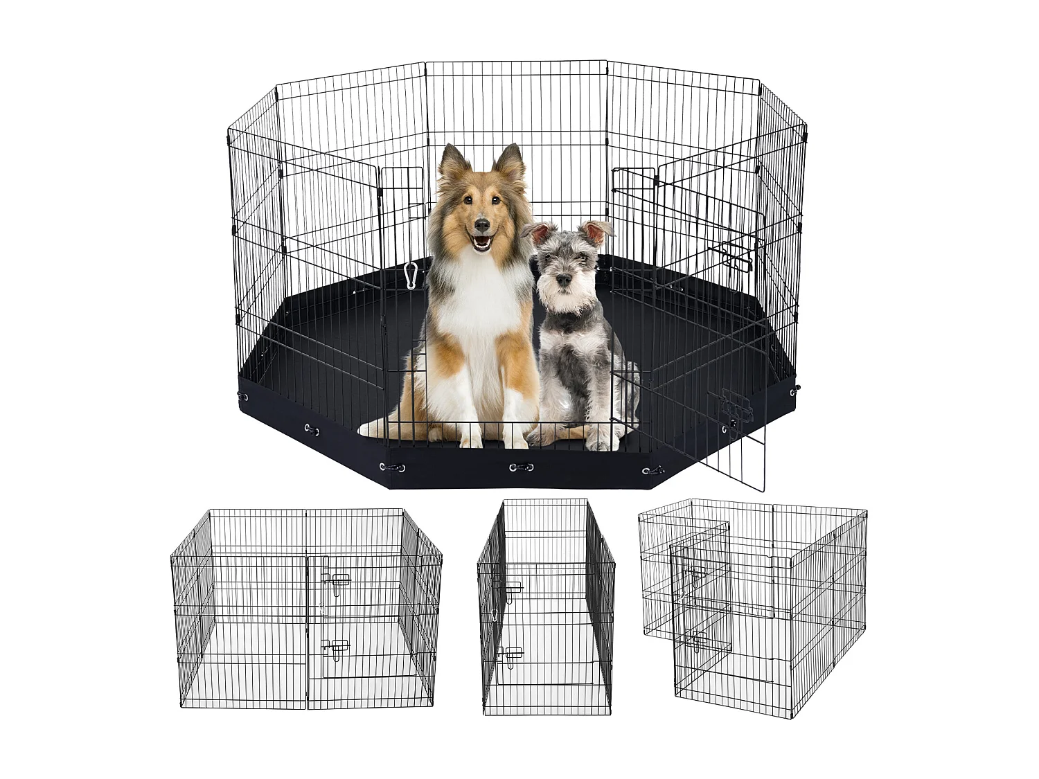 Parc pour Chien SucceBuy Parc pour Chien 8 Panneaux en Métal Pliable avec Coussinet Inférieur, 76.20 cm de Haut