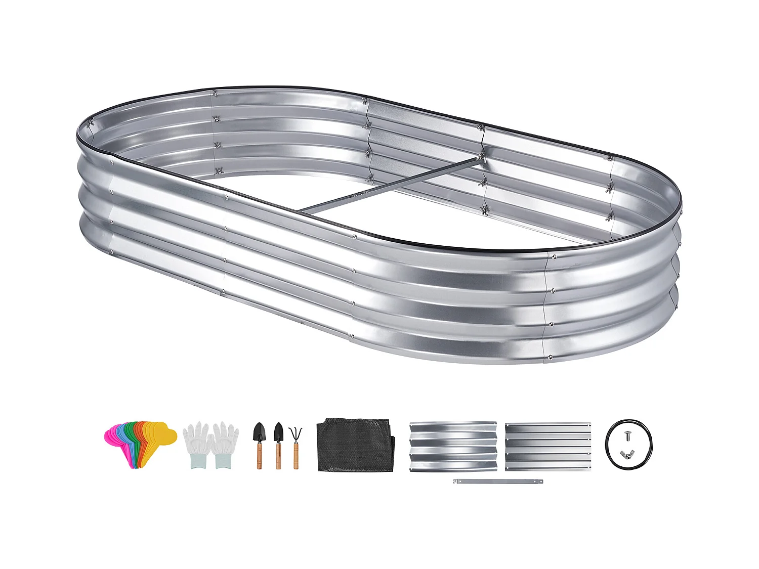 Jardinière Surélevée Galvanisée SucceBuy 182,5 x 92,5 x 28 cm pour Fleurs et Légumes