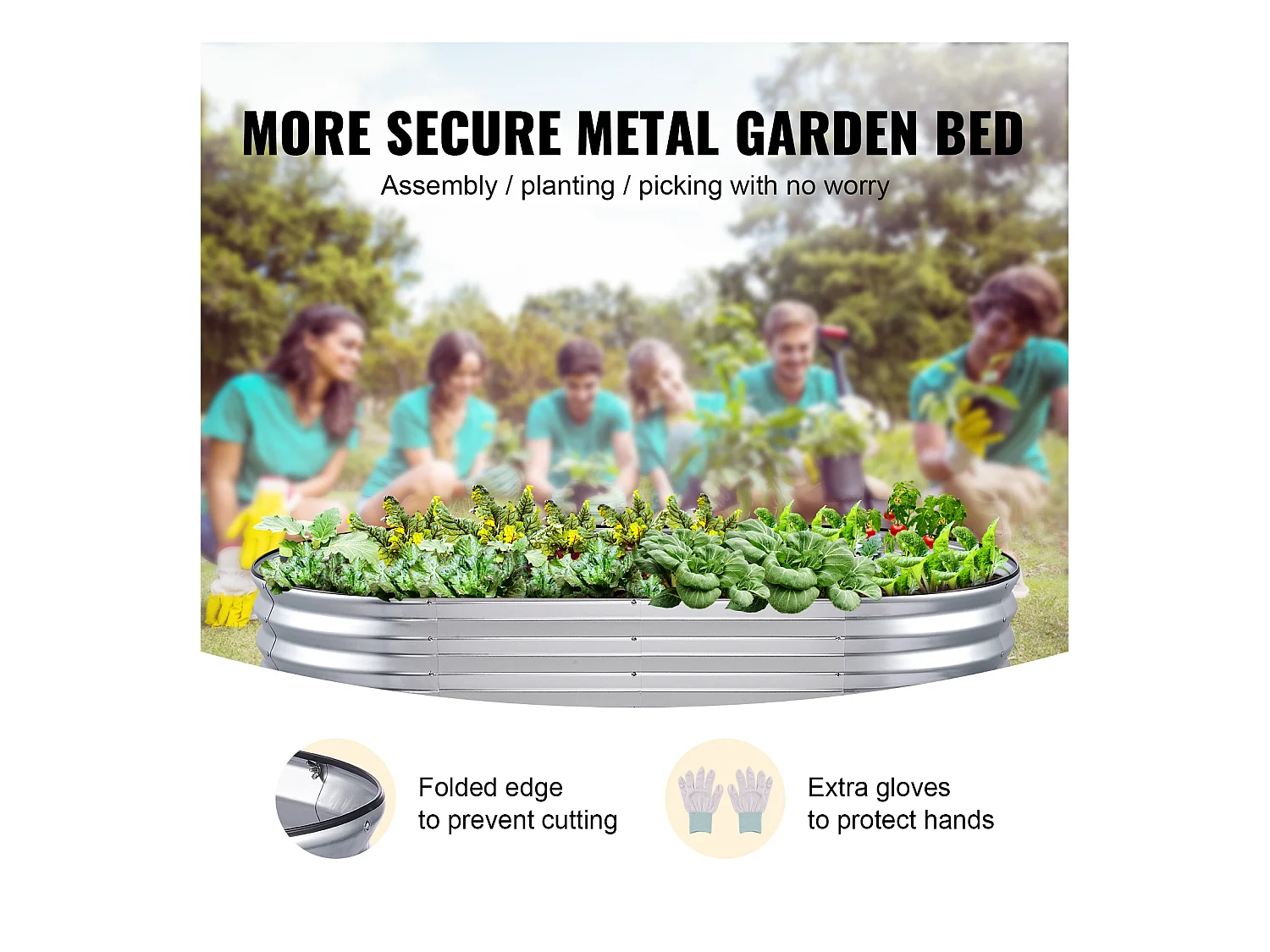 Jardinière Surélevée Galvanisée SucceBuy 182,5 x 92,5 x 28 cm pour Fleurs et Légumes