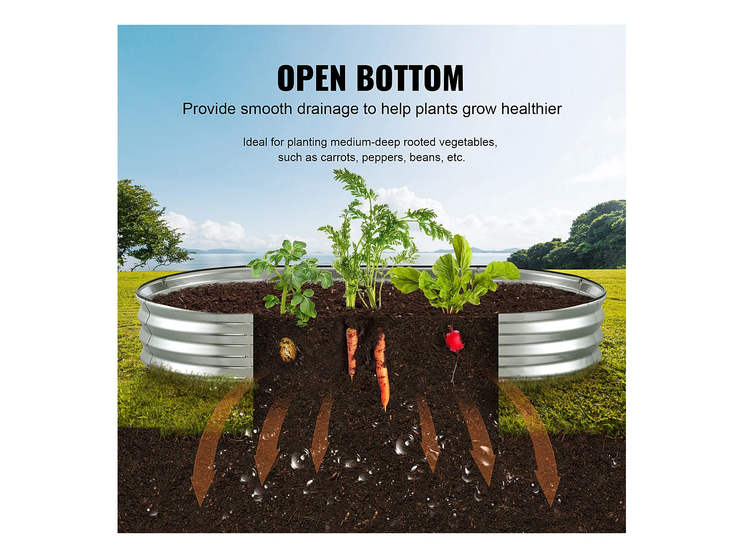 Jardinière Surélevée Galvanisée SucceBuy 182,5 x 92,5 x 28 cm pour Fleurs et Légumes