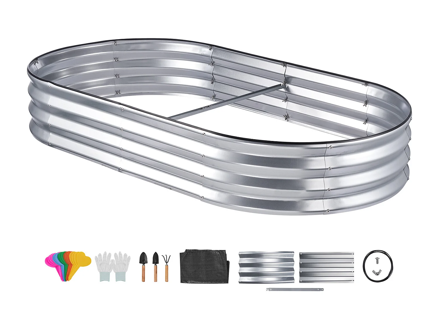 Jardinière Surélevée Galvanisée SucceBuy 182,5 x 92,5 x 28 cm pour Fleurs et Légumes