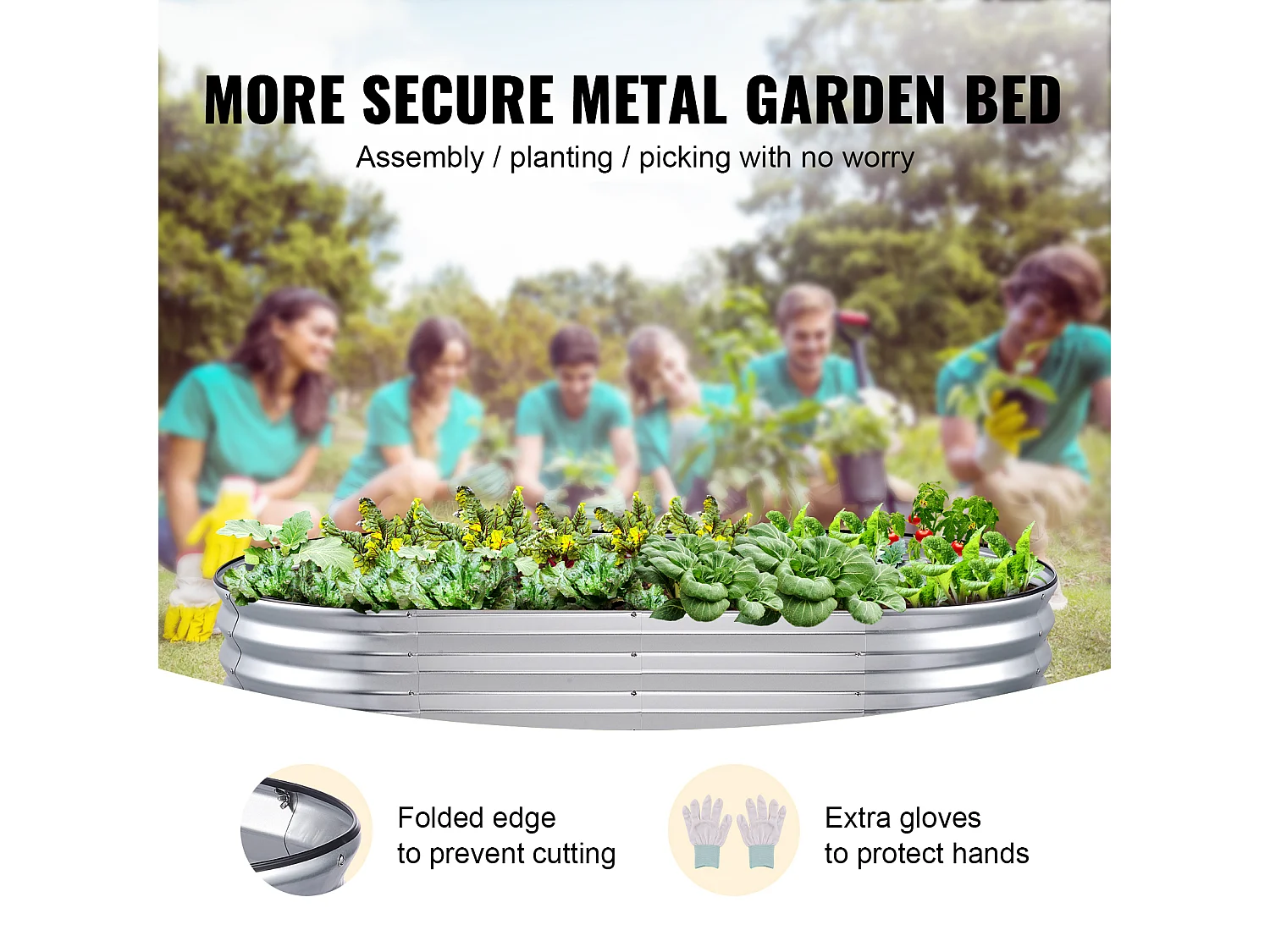 Jardinière Surélevée Galvanisée SucceBuy 182,5 x 92,5 x 28 cm pour Fleurs et Légumes