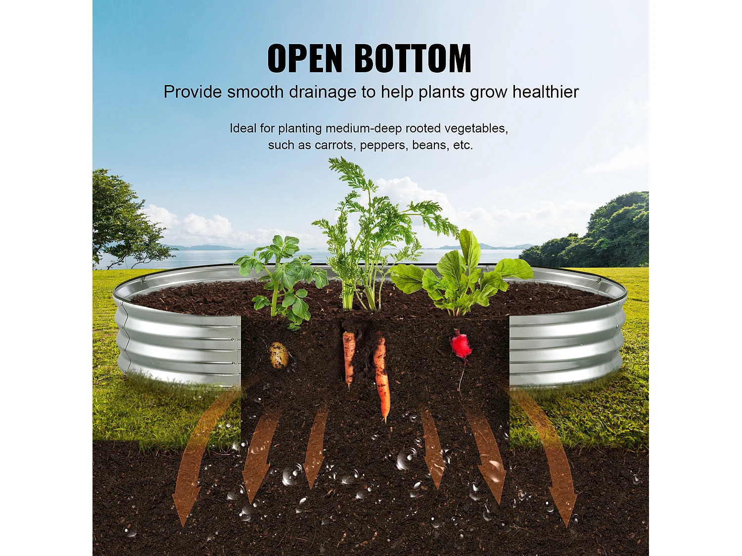 Jardinière Surélevée Galvanisée SucceBuy 182,5 x 92,5 x 28 cm pour Fleurs et Légumes