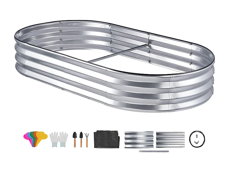 Verhoogd Tuinbed Gegalvaniseerd SucceBuy 182,5 x 92,5 x 28 cm Voor Bloemen En Groenten