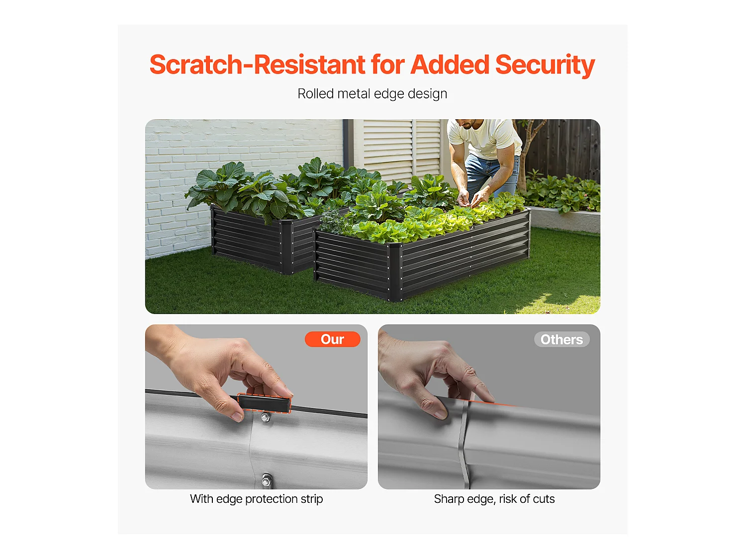 Jardinière Surélevée en Métal SucceBuy 1800 x 900 x 600 mm Galvanisée Gris Foncé