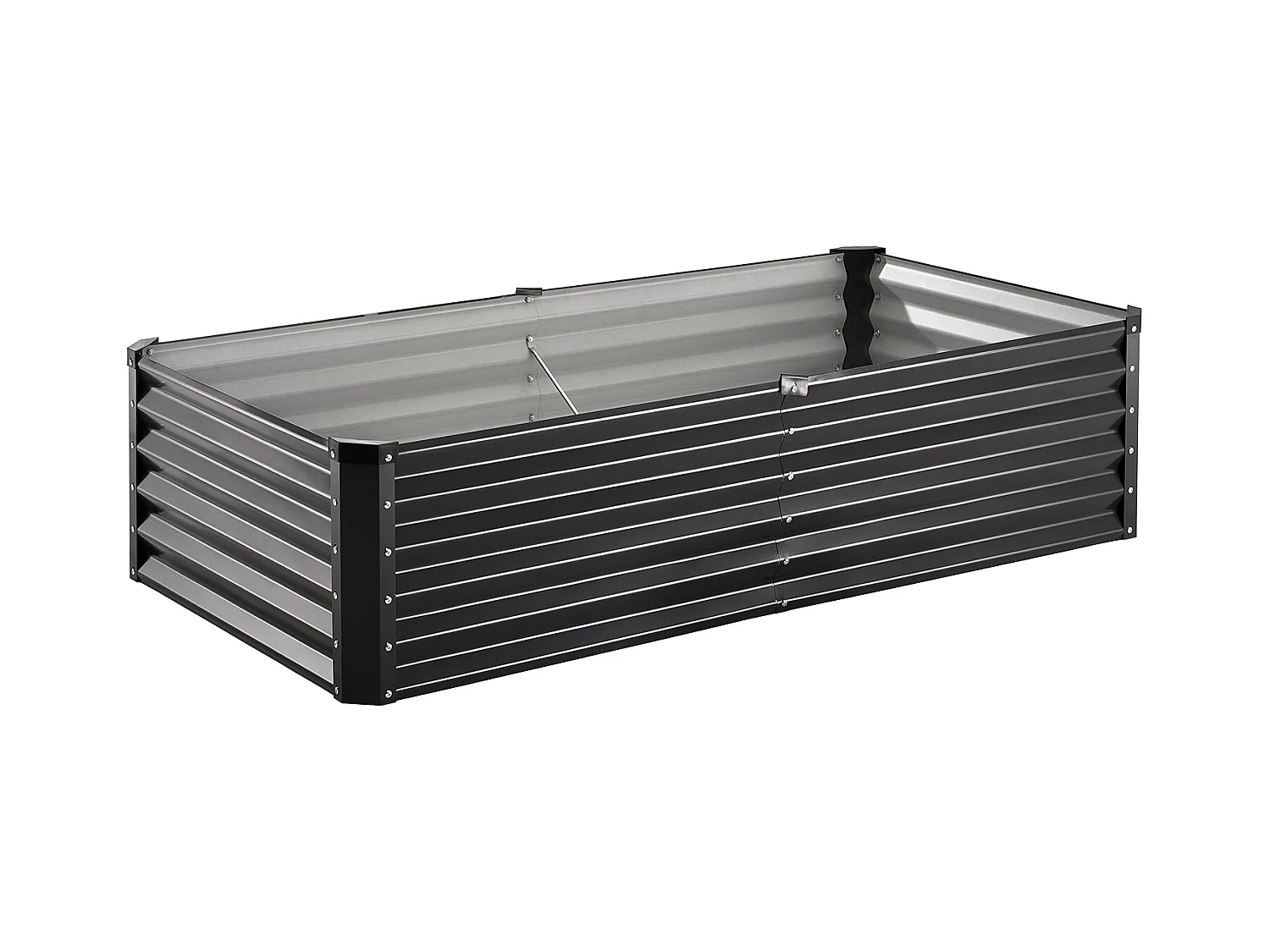 Jardinière Surélevée en Métal SucceBuy 1800 x 900 x 600 mm Galvanisée Gris Foncé