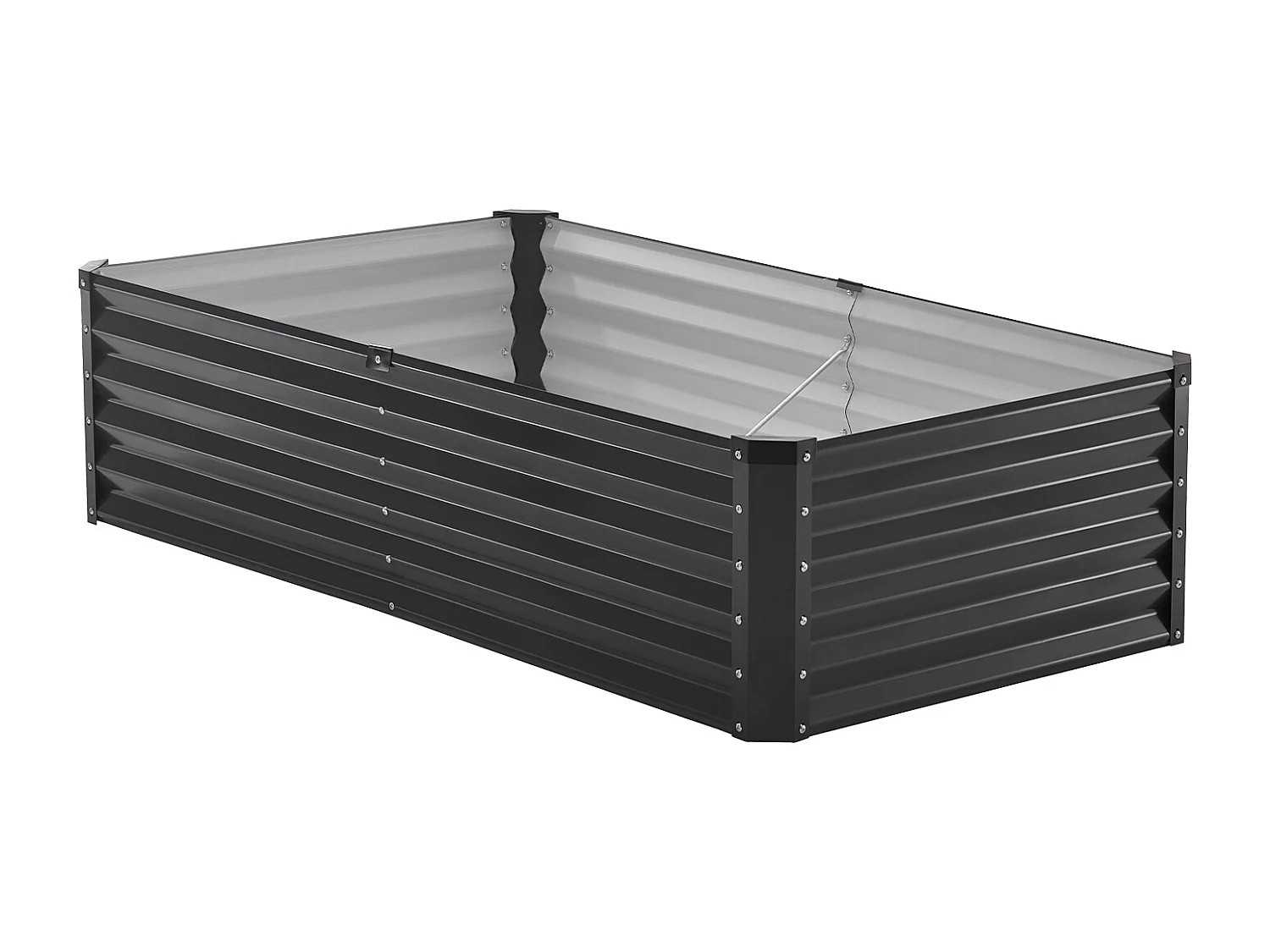 Jardinière Surélevée en Métal SucceBuy 1800 x 900 x 600 mm Galvanisée Gris Foncé