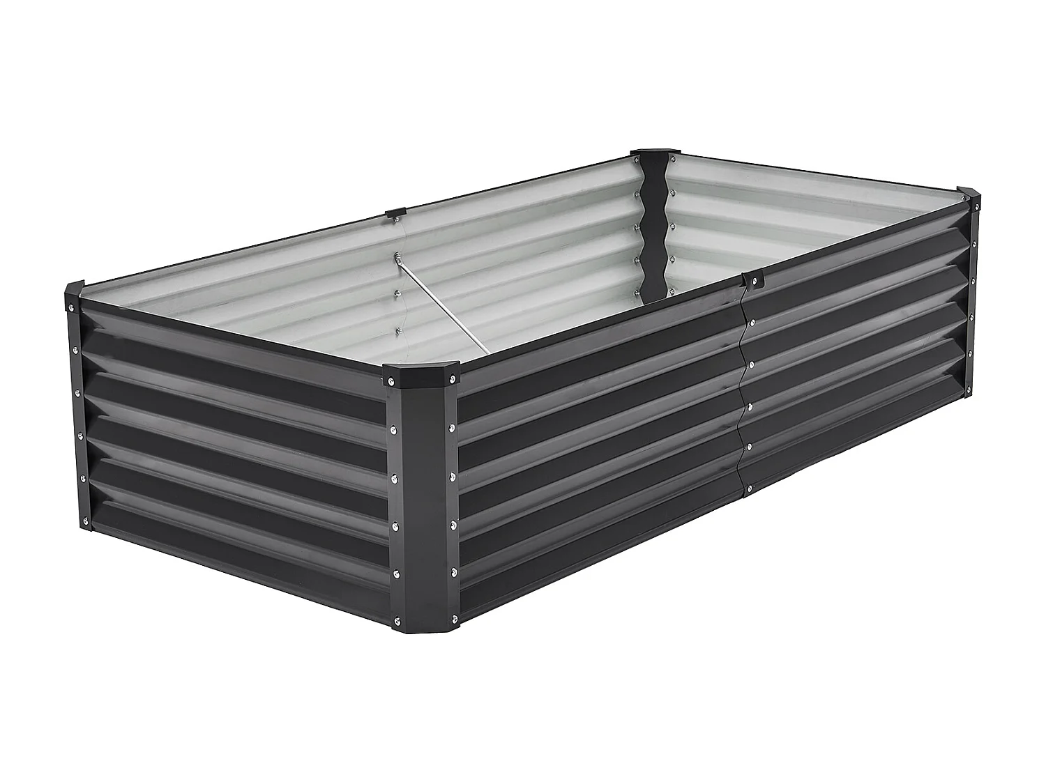 Jardinière Surélevée en Métal SucceBuy 1800 x 900 x 600 mm Galvanisée Gris Foncé