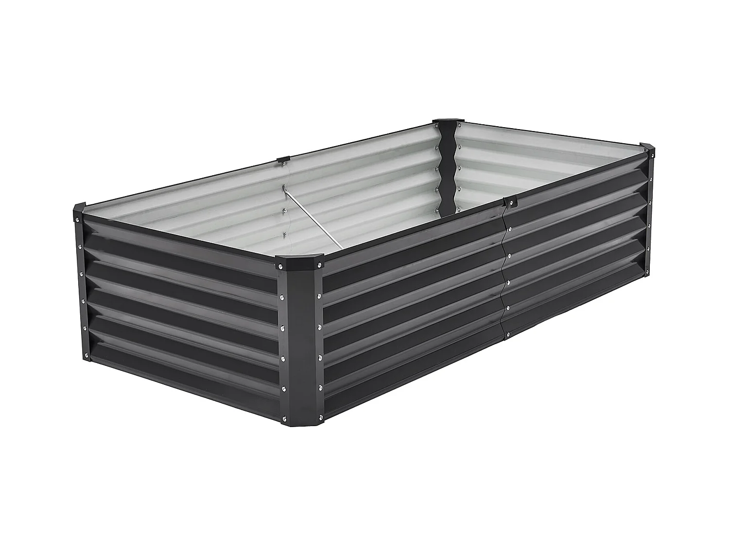 Jardinière Surélevée en Métal SucceBuy 1800 x 900 x 600 mm Galvanisée Gris Foncé