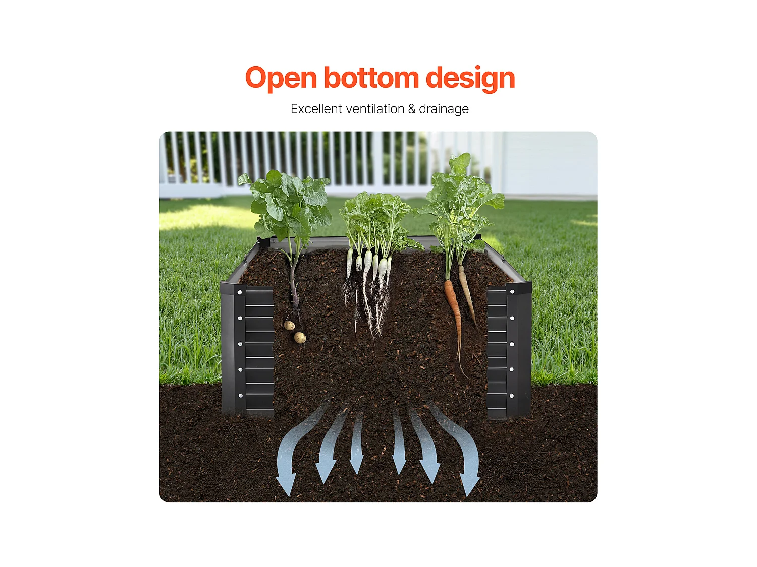 Jardinière Surélevée en Métal SucceBuy 1800 x 900 x 600 mm Galvanisée Gris Foncé