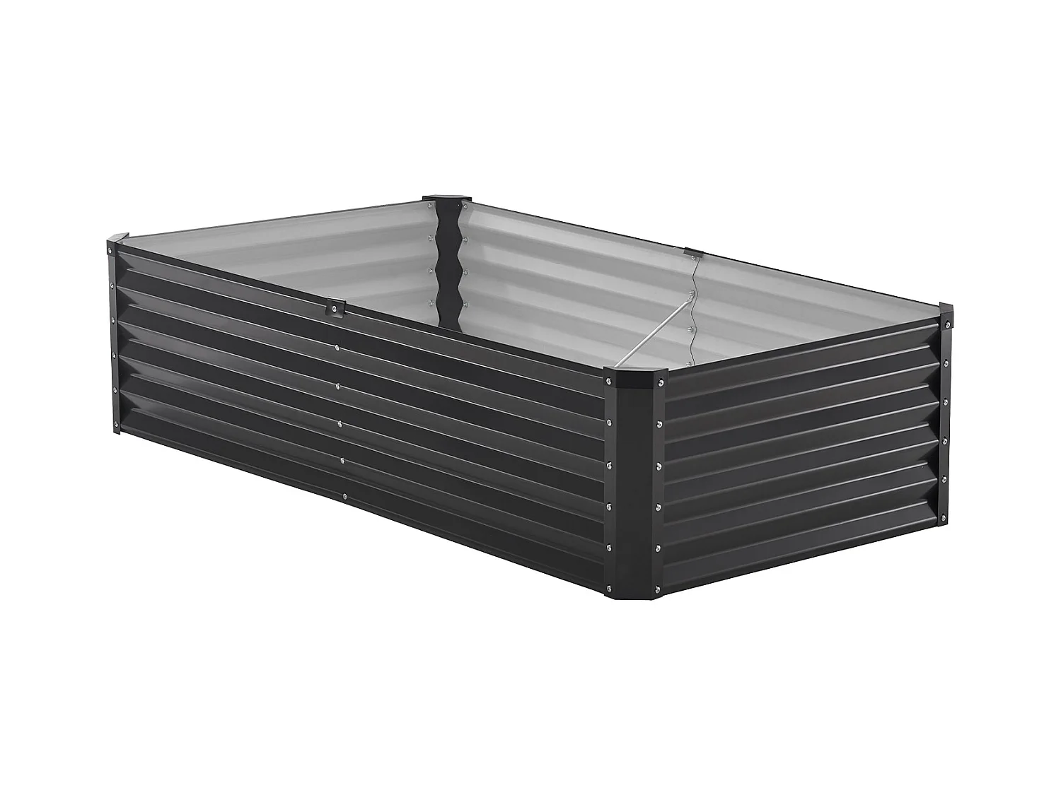 Jardinière Surélevée en Métal SucceBuy 1800 x 900 x 600 mm Galvanisée Gris Foncé