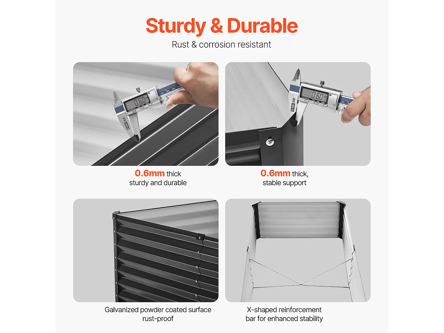 Verhoogd Tuinbed Van Metaal SucceBuy 1800 x 900 x 600 mm Gegalvaniseerd Donkergrijs