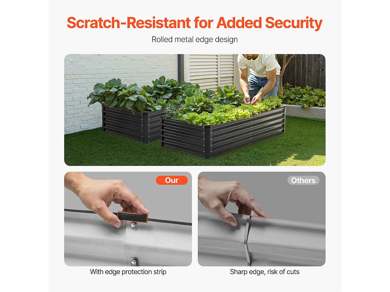 Verhoogd Tuinbed Van Metaal SucceBuy 1800 x 900 x 600 mm Gegalvaniseerd Donkergrijs