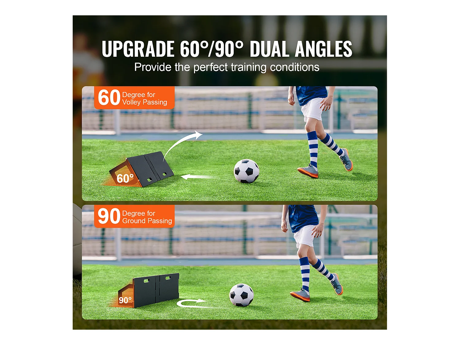 Panneau de Rebond SucceBuy de Soccer 114 CMX33 CM, Mur Portable avec 2 Angles Réglables