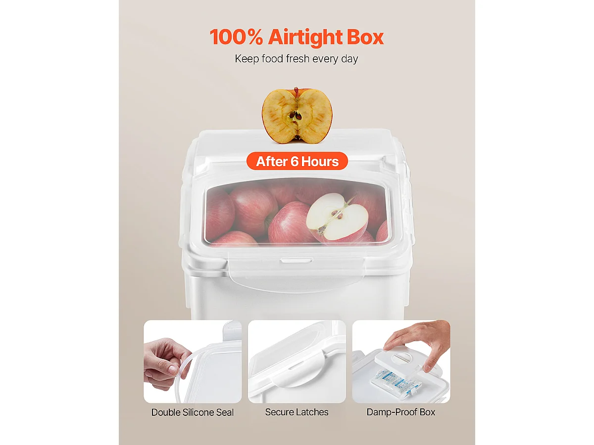 Contenitore SucceBuy Grande Recipiente di Archiviazione Ermetico per Cucina 20 L, Ermetico, con Rotelle, 1 Pacchetto