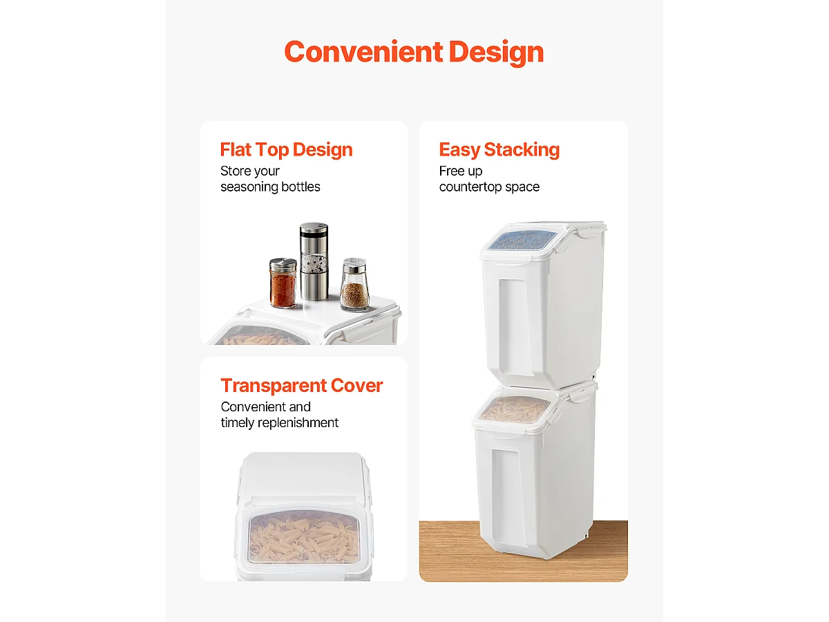 Contenitore SucceBuy Grande Recipiente di Archiviazione Ermetico per Cucina 20 L, Ermetico, con Rotelle, 1 Pacchetto