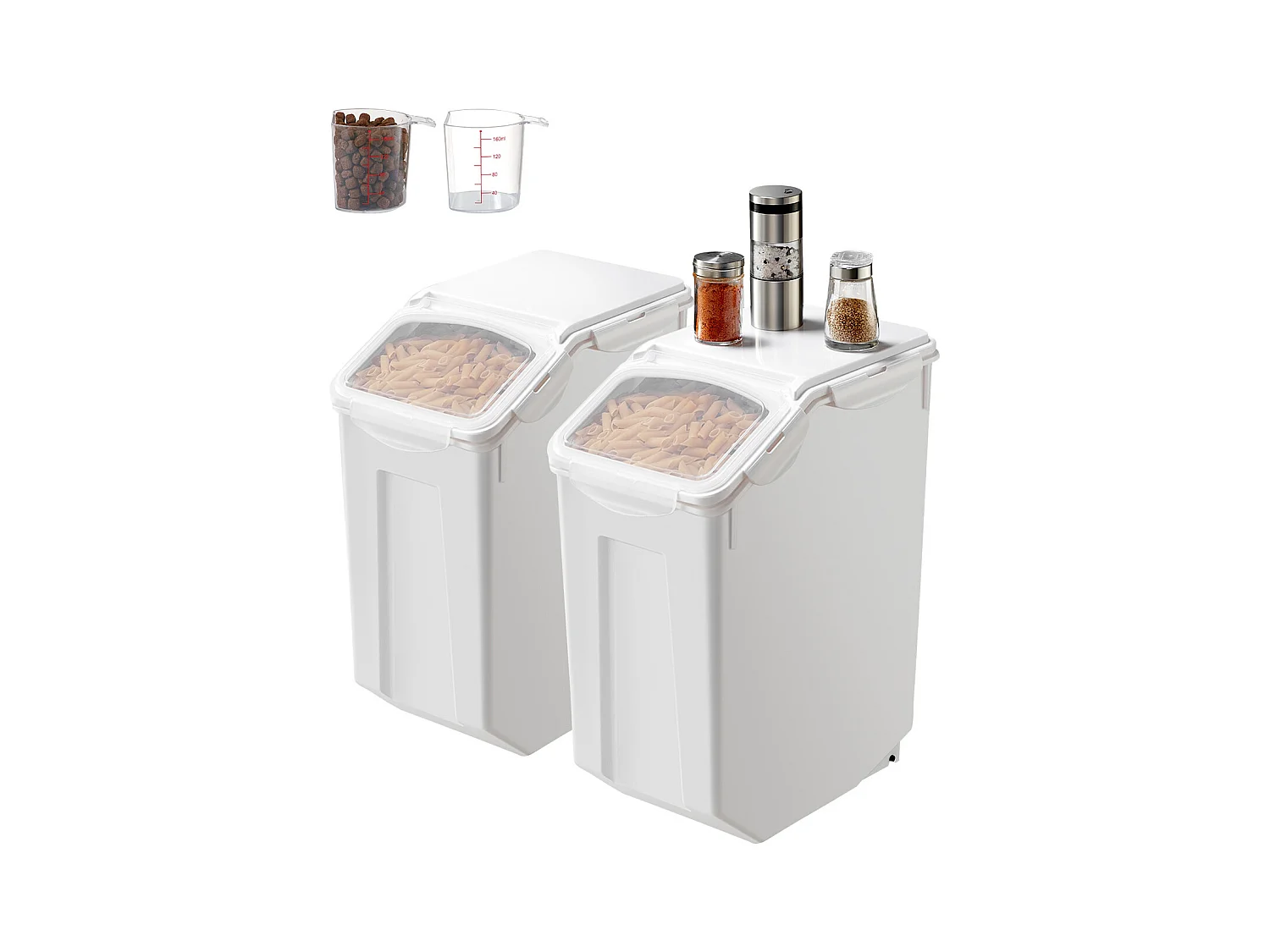 Conteneur SucceBuy Grand Récipient de Stockage d'Ingrédients 20 L x 2, Bac à Farine de Cuisine Hermétique