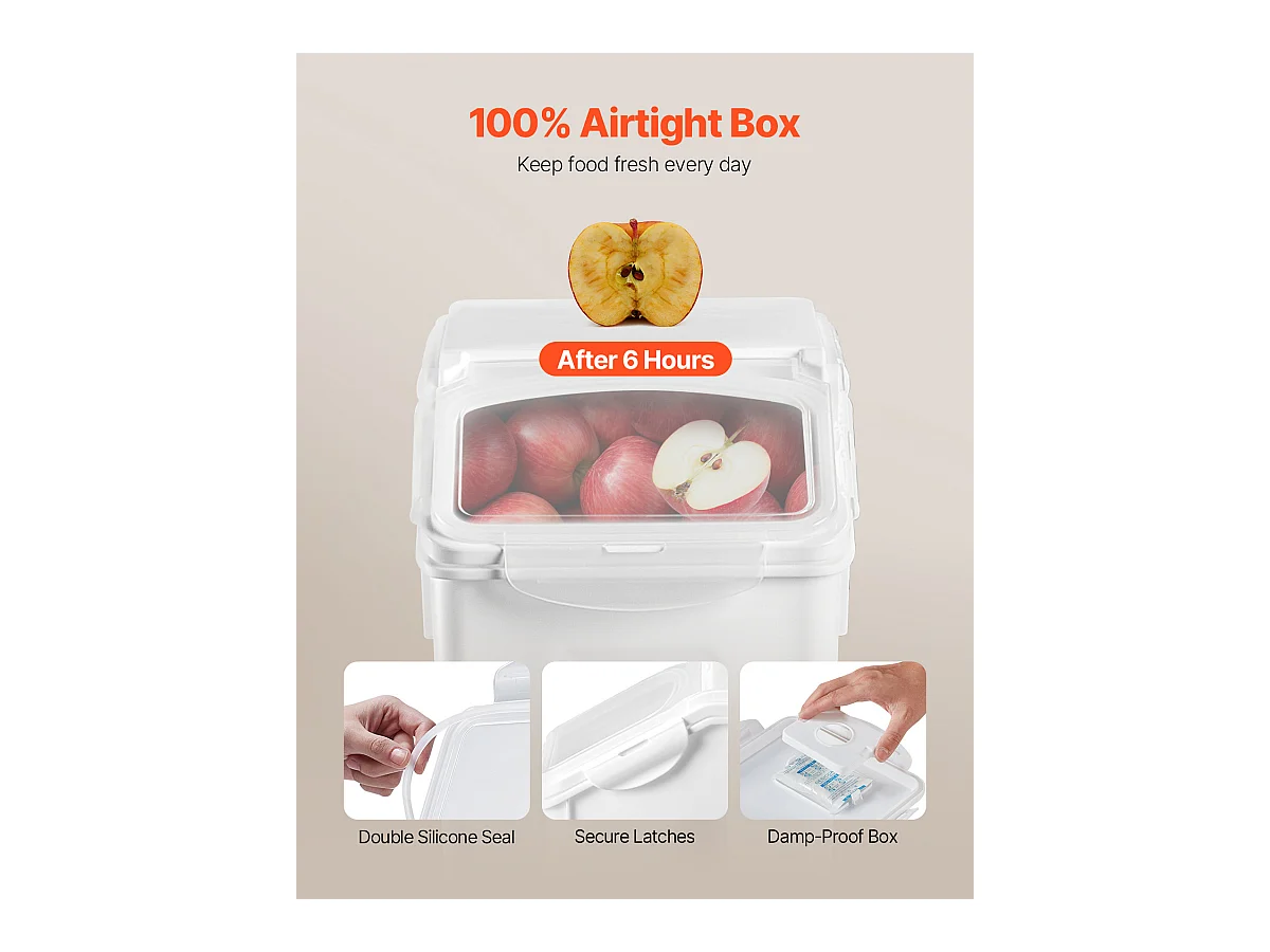 Conteneur SucceBuy Grand Récipient de Stockage d'Ingrédients 20 L x 2, Bac à Farine de Cuisine Hermétique