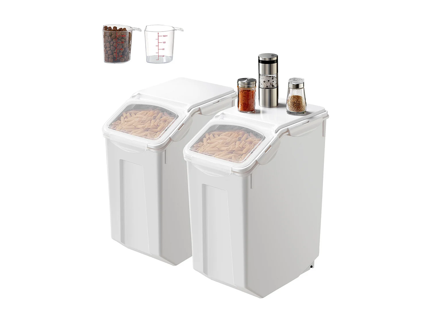 Conteneur SucceBuy Grand Récipient de Stockage d'Ingrédients 20 L x 2, Bac à Farine de Cuisine Hermétique