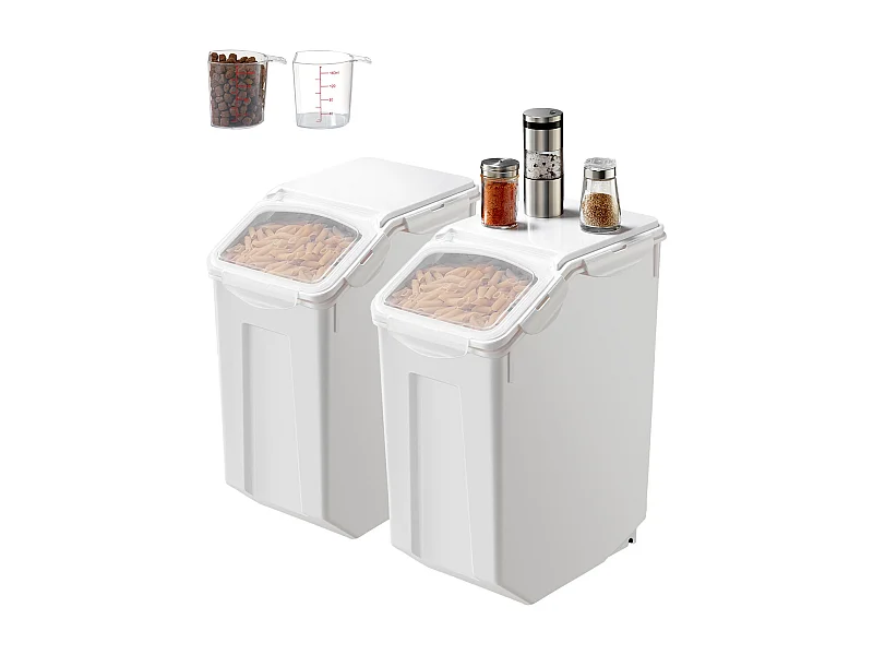 Conteneur SucceBuy Grand Récipient de Stockage d'Ingrédients 20 L x 2, Bac à Farine de Cuisine Hermétique