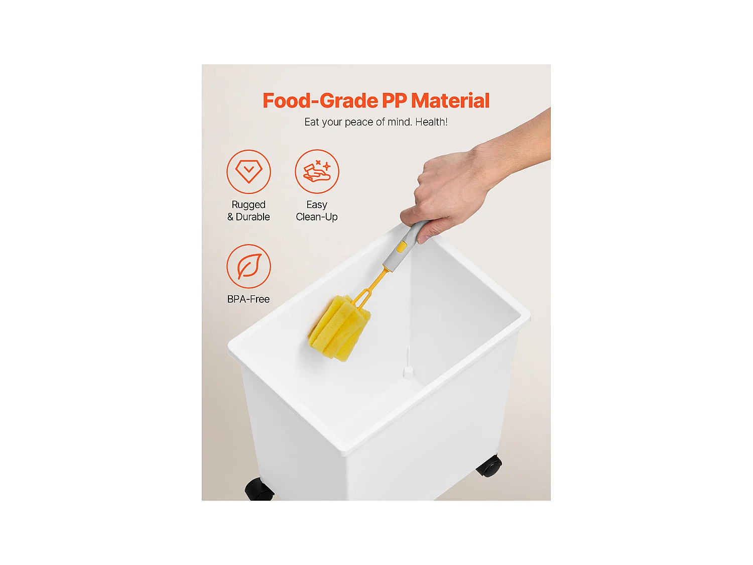 Conteneur SucceBuy Ensemble de Bacs de Stockage d'Ingrédients de 21L, Bacs à Farine sur Roulettes, 3 Pièces