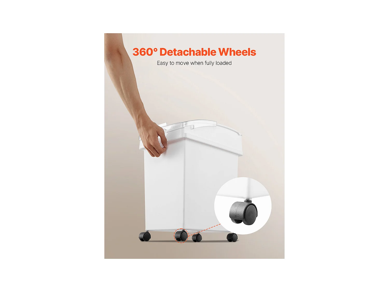 Conteneur SucceBuy Ensemble de Bacs de Stockage d'Ingrédients de 21L, Bacs à Farine sur Roulettes, 3 Pièces