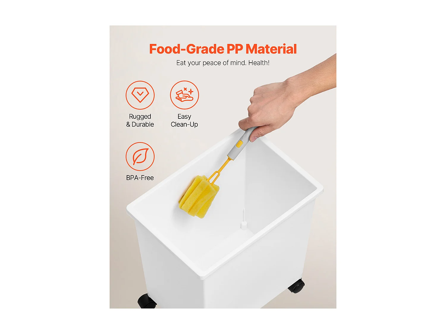 Conteneur SucceBuy Ensemble de Bacs de Stockage d'Ingrédients de 21L, Bacs à Farine sur Roulettes, 3 Pièces