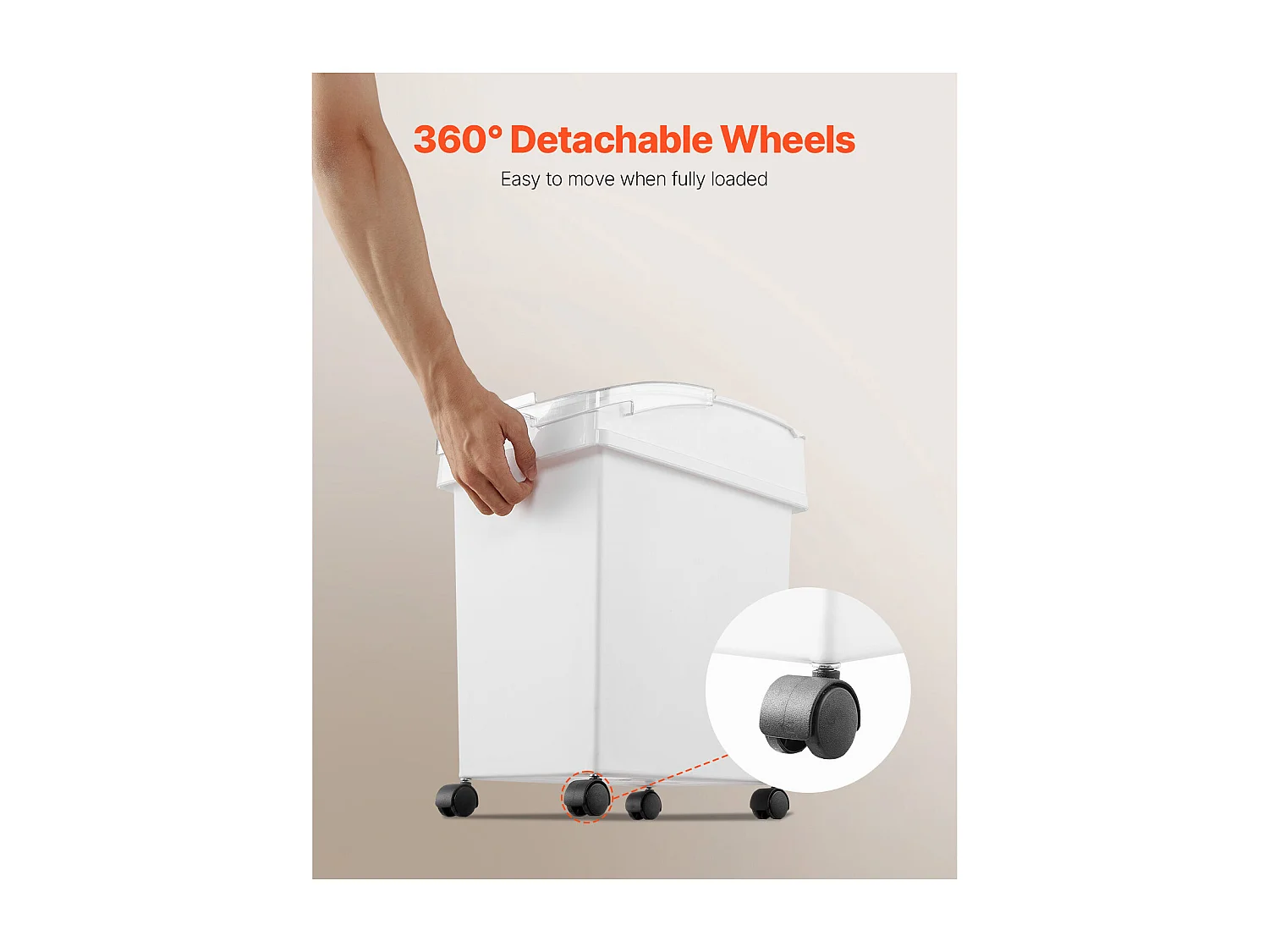 Conteneur SucceBuy Ensemble de Bacs de Stockage d'Ingrédients de 21L, Bacs à Farine sur Roulettes, 3 Pièces