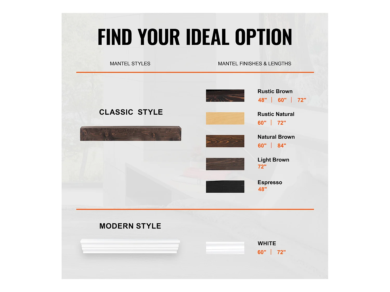 Étagère Flottante Murale en Bois Rustique SucceBuy, 183 cm, Marron Clair, Manteau Cheminée