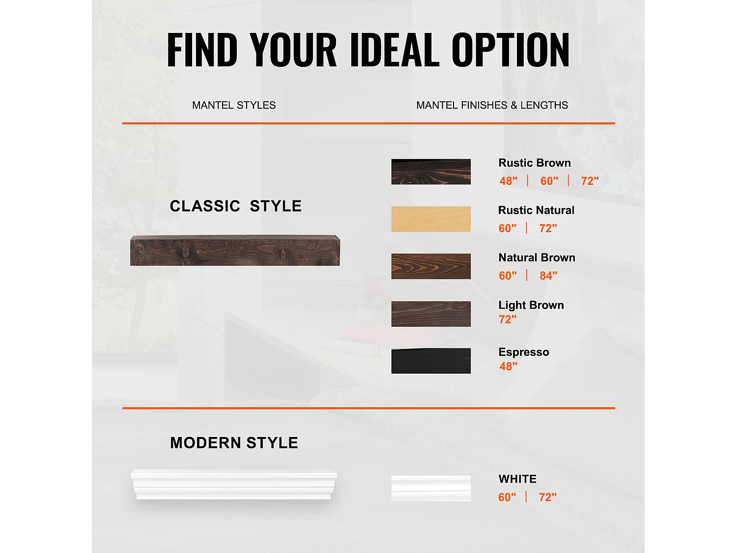 Étagère Flottante Murale en Bois Rustique SucceBuy, 183 cm, Marron Clair, Manteau Cheminée