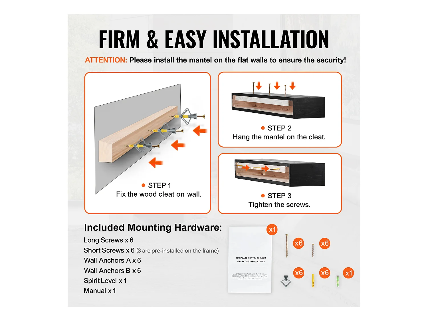Étagère Flottante Murale en Bois SucceBuy, 122 cm,Expresso,Manteau Cheminée