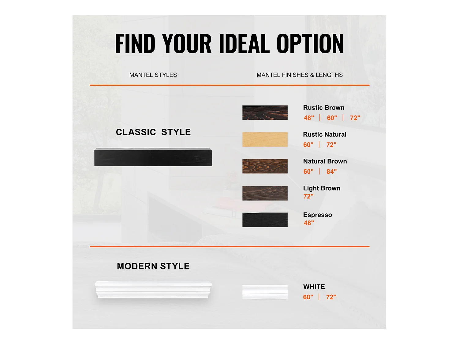 Étagère Flottante Murale en Bois SucceBuy, 122 cm,Expresso,Manteau Cheminée