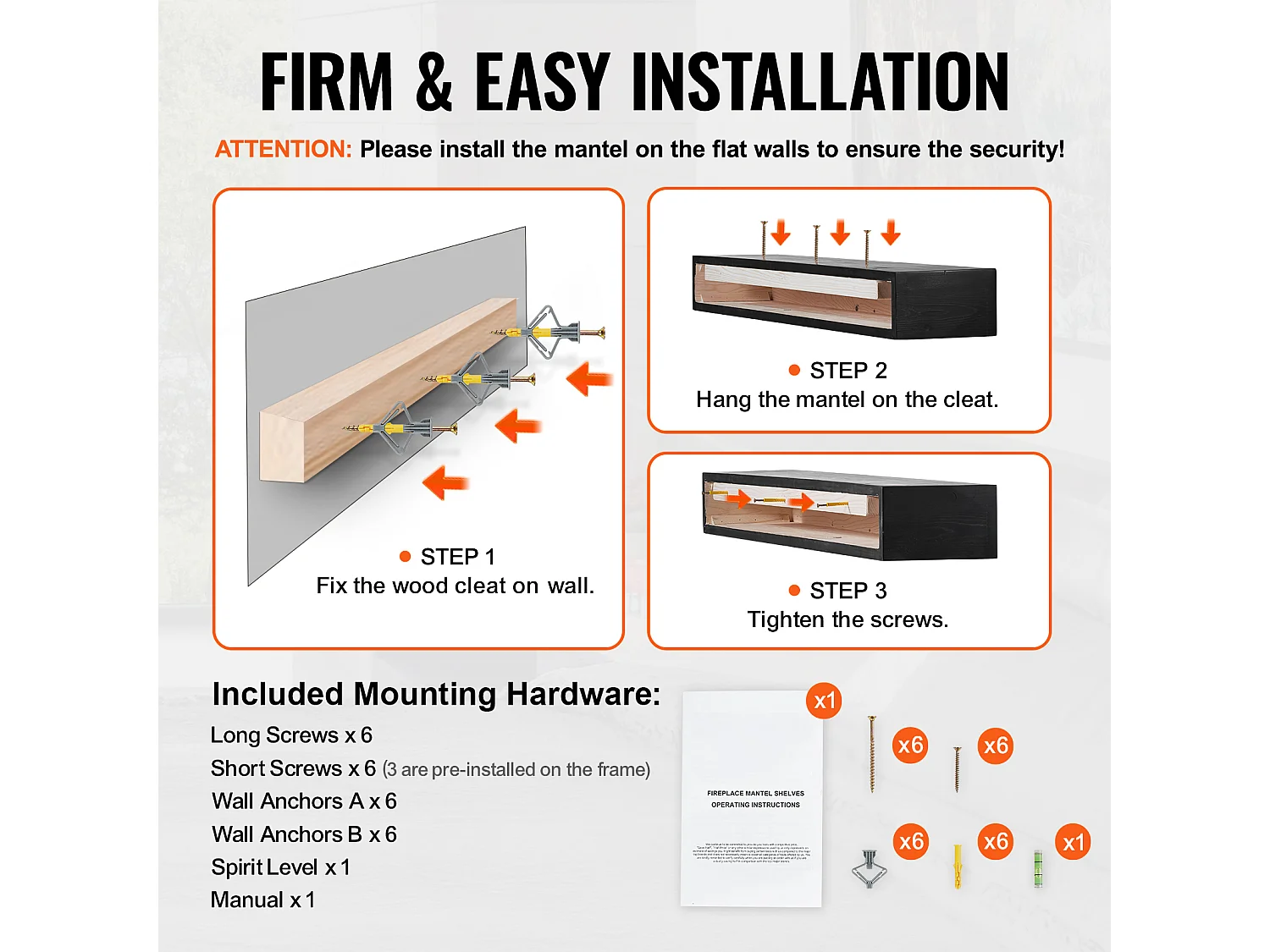 Étagère Flottante Murale en Bois SucceBuy, 122 cm,Expresso,Manteau Cheminée