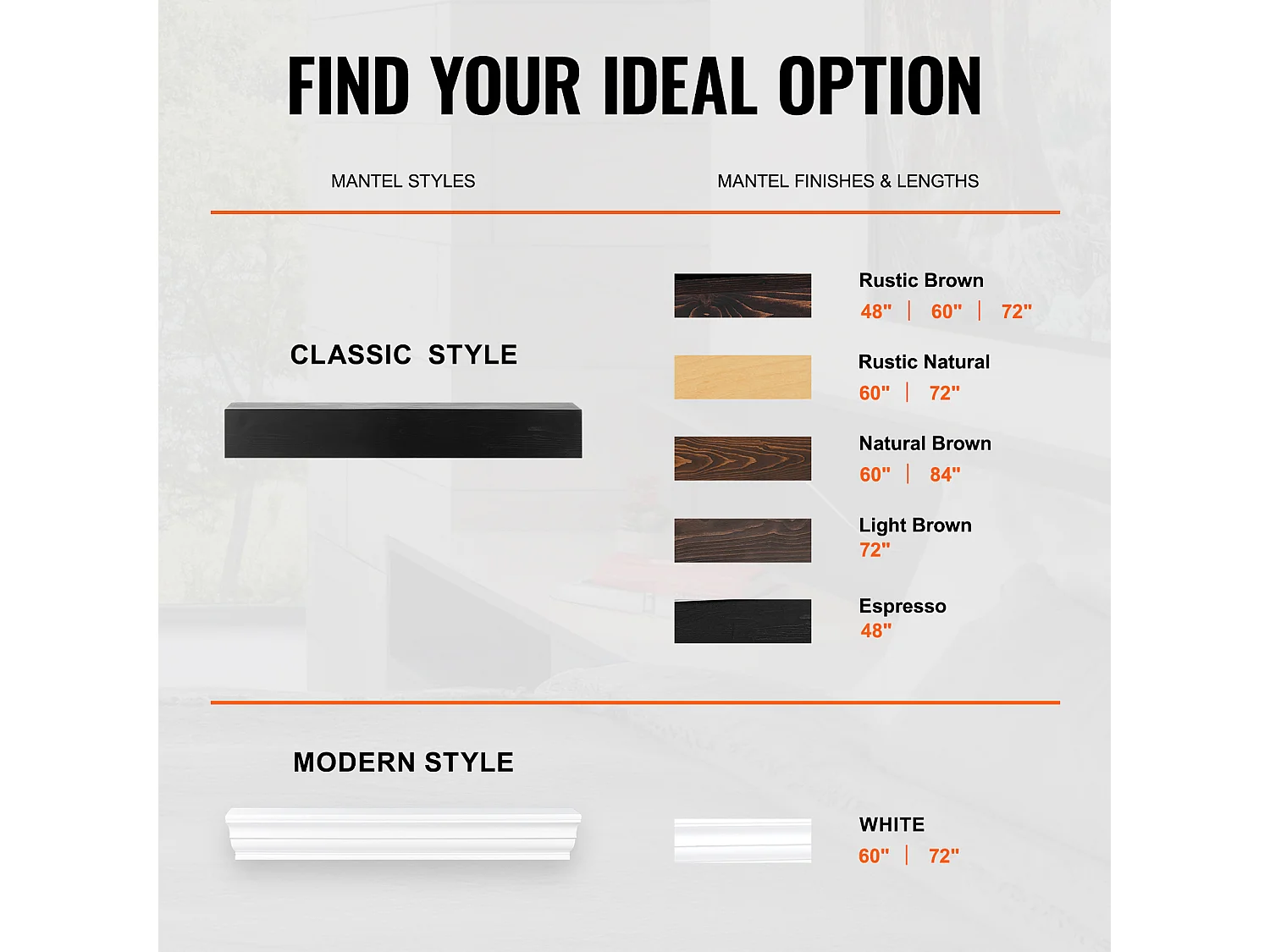 Étagère Flottante Murale en Bois SucceBuy, 122 cm,Expresso,Manteau Cheminée