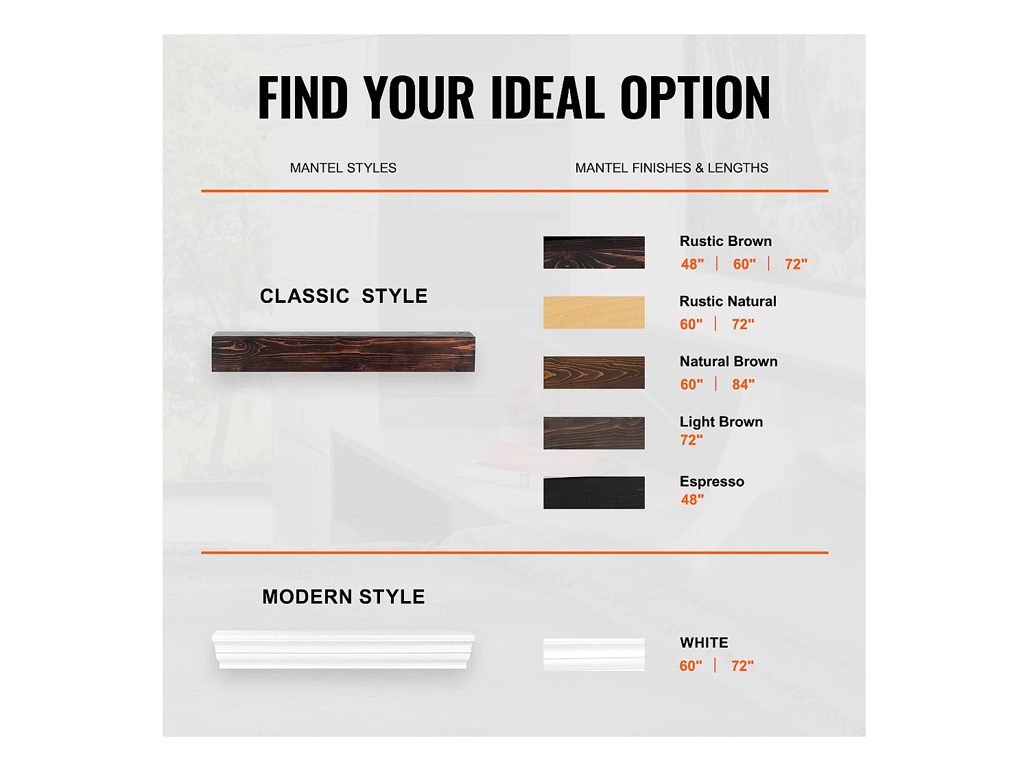 Étagère Flottante Murale en Bois SucceBuy, 122 cm, Marron, Manteau Cheminée