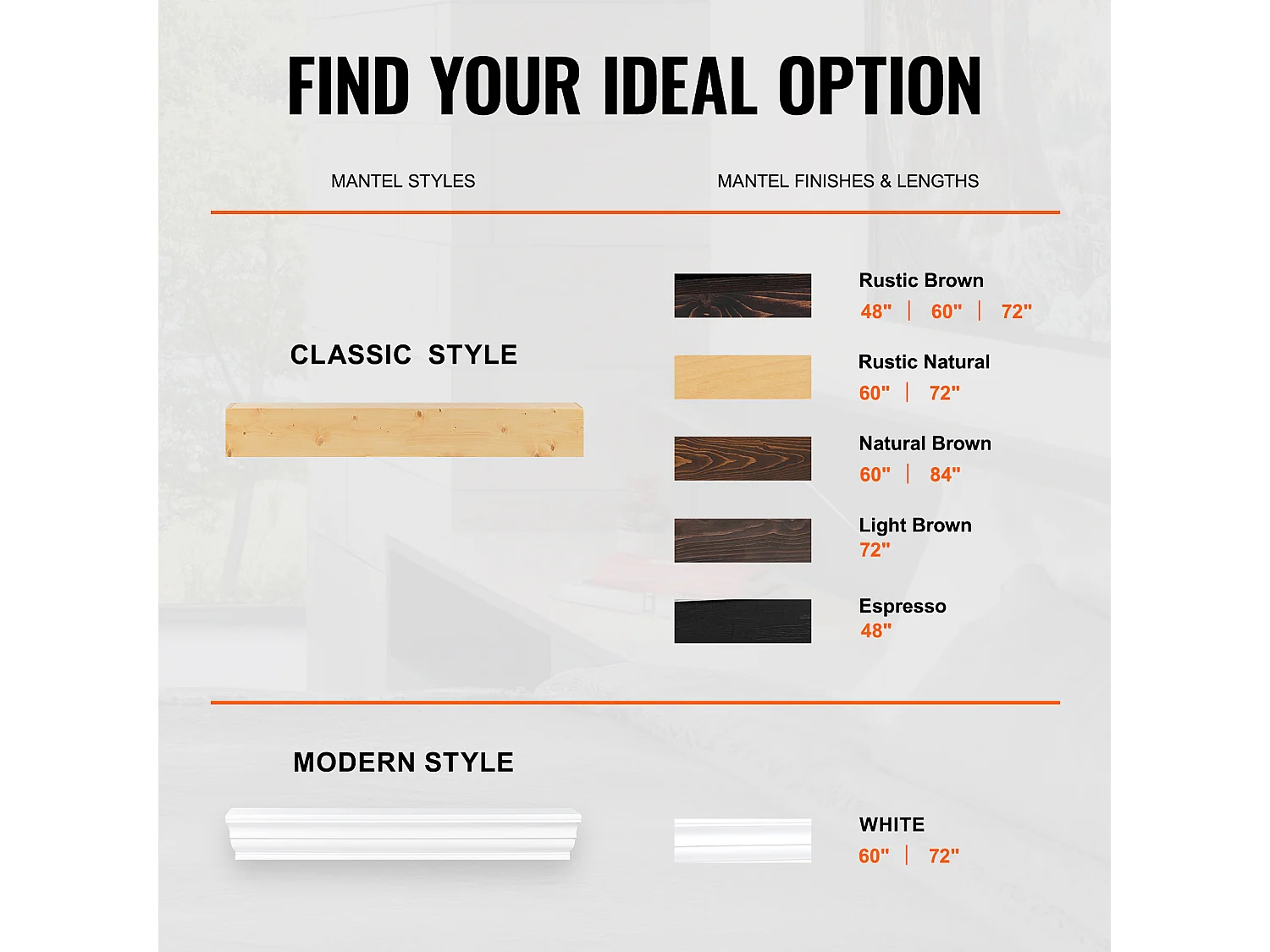 Étagère Flottante Murale en Bois SucceBuy, 152 cm, Rustique Naturel, Manteau Cheminée