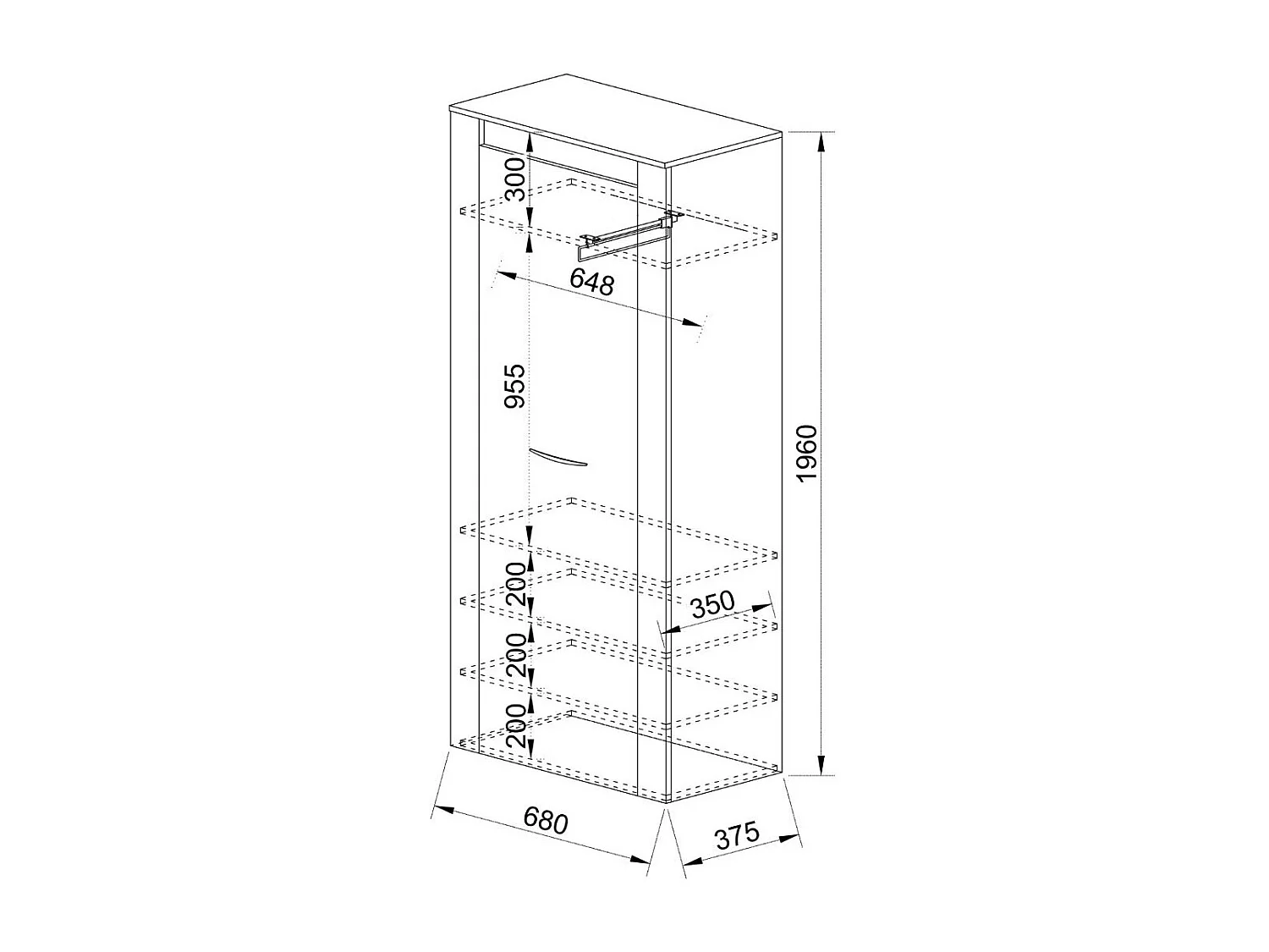 armadio scarpiera a singola anta battente effetto legno 68x196 rovere bianco e rovere ASI3