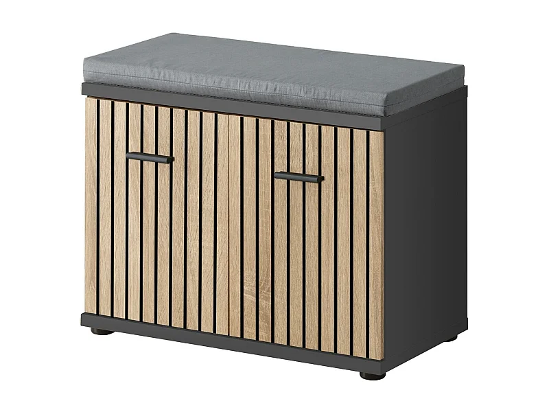 Mobile basso da ingresso moderno 60x46 SIP1 antracite, rovere e stampa a strisce nere