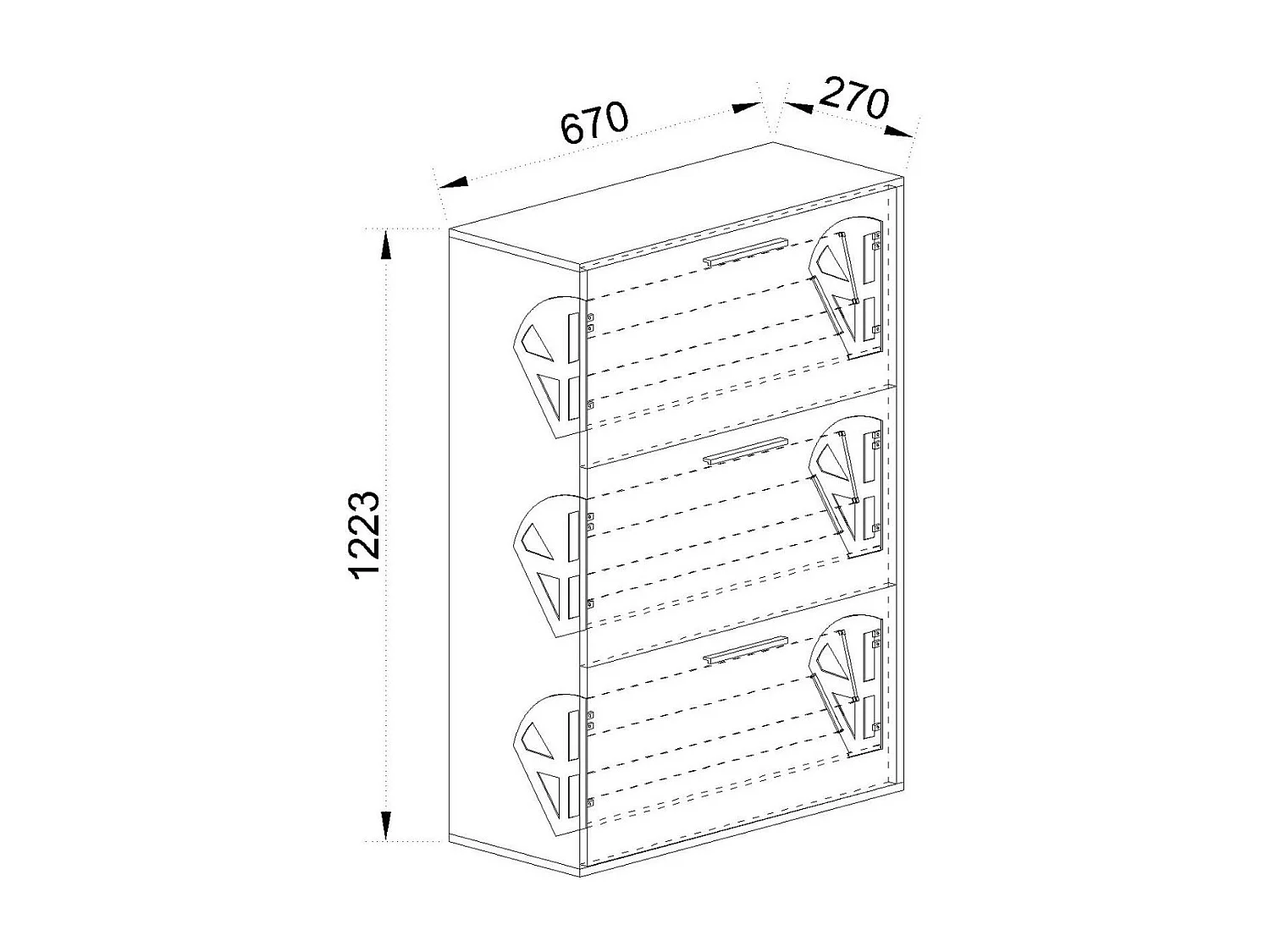 Scarpiera 3 ante a ribalta 67x122 cm marrone moka SI9