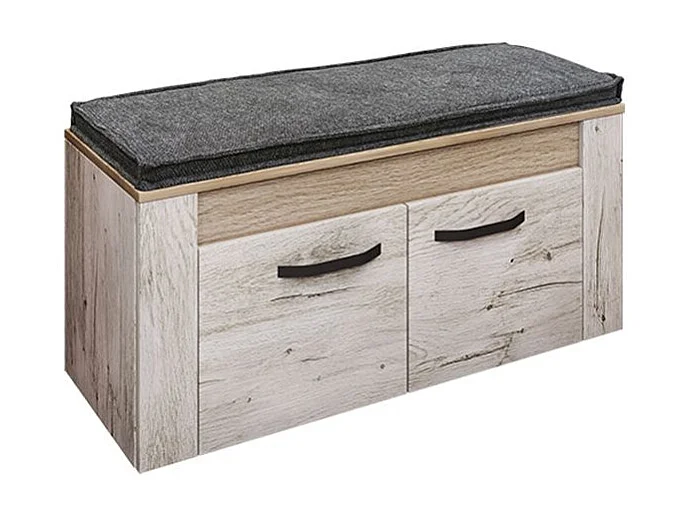 Scarpiera bassa con due ante design moderno e naturale 91x42 legno chiaro e rovere SI5