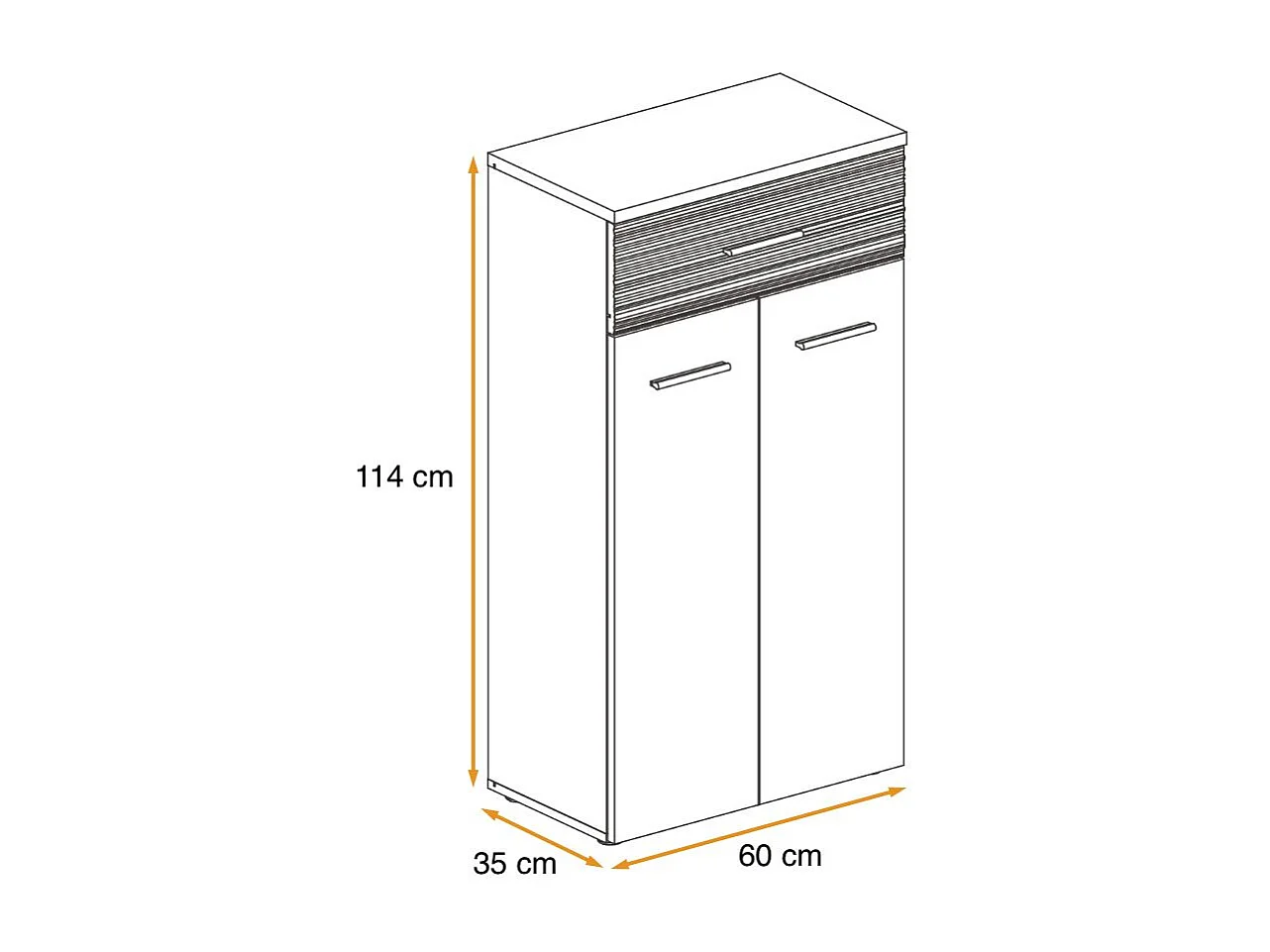 Armadio con due ante battenti basso e un cassetto effetto legno 60x110 quercia e bianco lucido ACP4