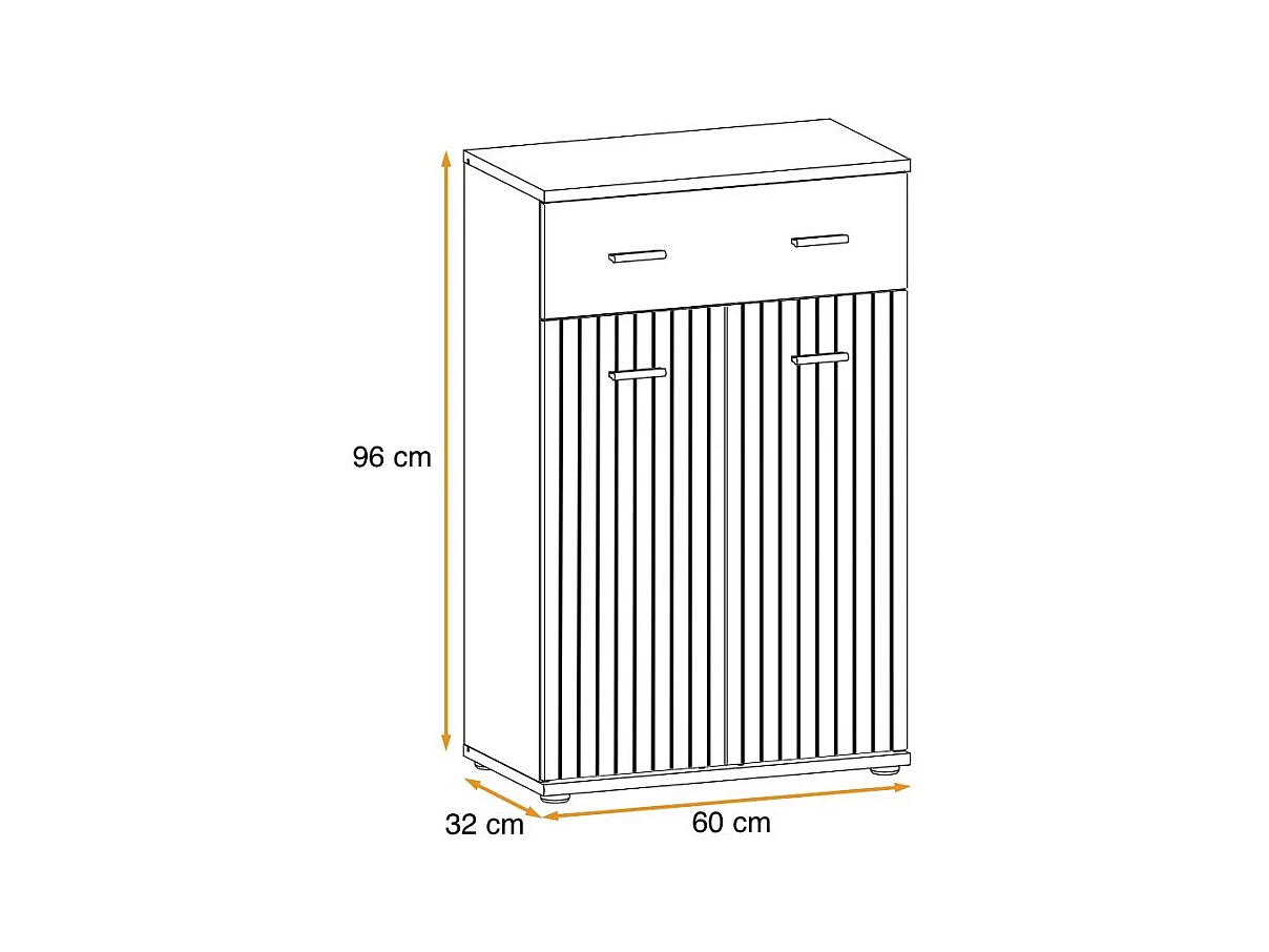 Mobile ingresso moderno con cassetto superiore 60x96 SIP2 antracite, rovere e stampa a strisce nere