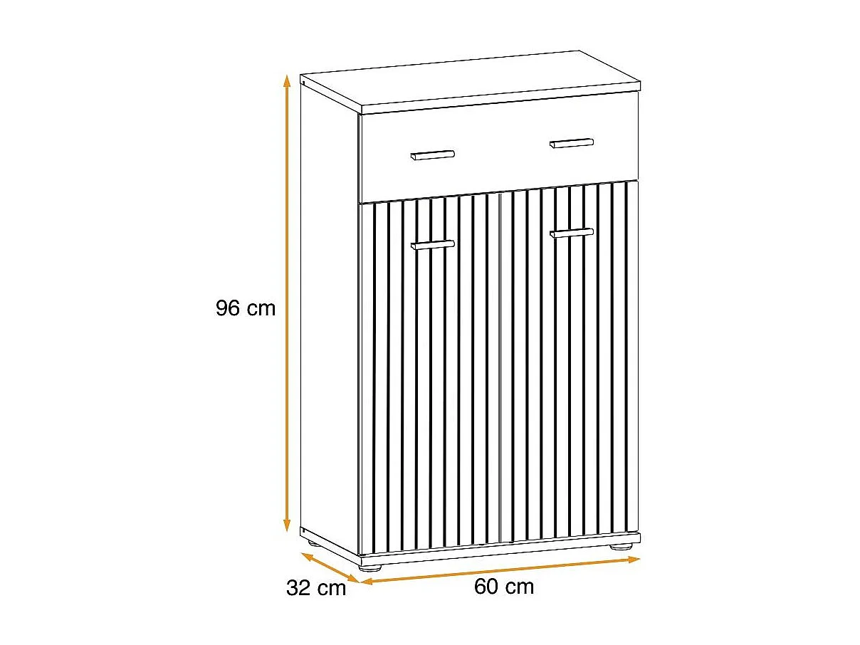 Mobile ingresso moderno con cassetto superiore 60x96 SIP2 antracite, rovere e stampa a strisce nere