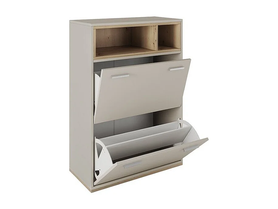 Scarpiera moderna con due ante e due vani giorni 70x101 grigio e rovere SI4