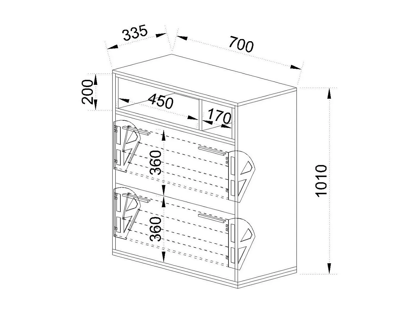 Scarpiera moderna con due ante e due vani giorni 70x101 grigio e rovere SI4