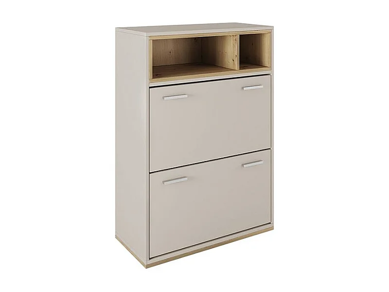 Scarpiera moderna con due ante e due vani giorni 70x101 grigio e rovere SI4